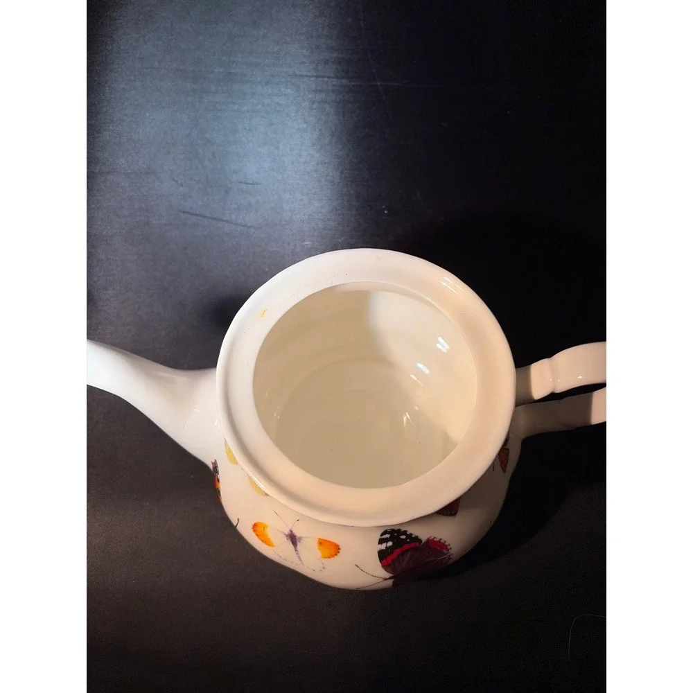 Roy Kirkham Butterfly Garden Fine Bone China Teapot Made in England 2008 White